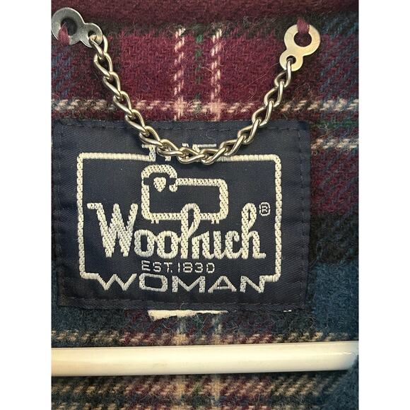 Woolrich Woman Vintage Wool Shacket Burgandy Blue Size S - Picture 8 of 13